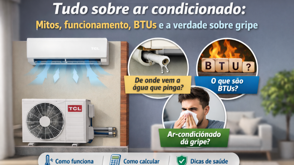 Imagem do artigo Ar-condicionado_ mitos, funcionamento, BTUs e por que ele não causa gripe e novidades do ar condicionado TCL