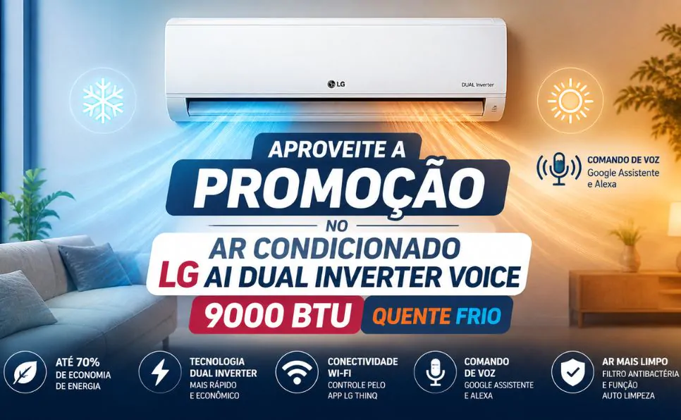 Imagem do artigo Ar Condicionado LG AI Dual Inverter Voice 9000 BTU Quente Frio Conforto Inteligente e Economia Real o Ano Todo 2